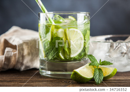Mojito cocktail on dark background Mojito cocktail on dark background 34716352