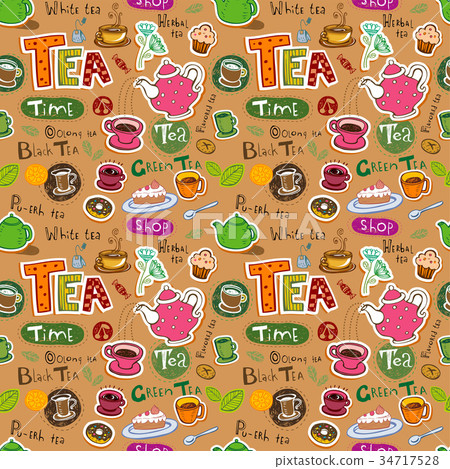 Seamless coffee and tea pattern Seamless coffee and tea pattern 34717528