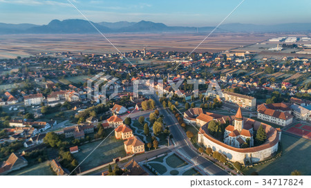Aerial view of Prejmer fortified Church, Romania 34717824