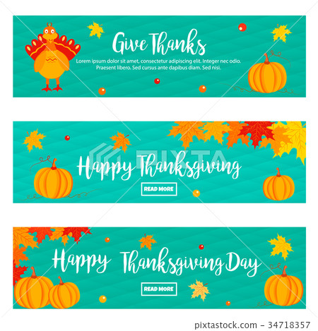 Set of Thanksgiving autumn, fall banners with 34718357