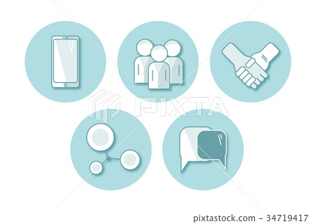 set of vector flat icon communication-插圖素材 [34719417] - PIXTA圖庫