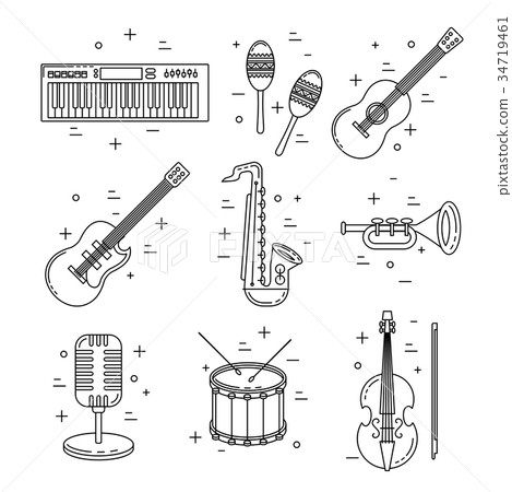 Music icons, line art set 34719461