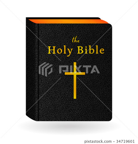 Holy Bible. Vector Vintage Leather Black Book Holy Bible. Vector Vintage Leather Black Book 34719601