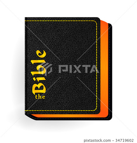 Holy Bible. Vector Vintage Leather Black Book Holy Bible. Vector Vintage Leather Black Book 34719602