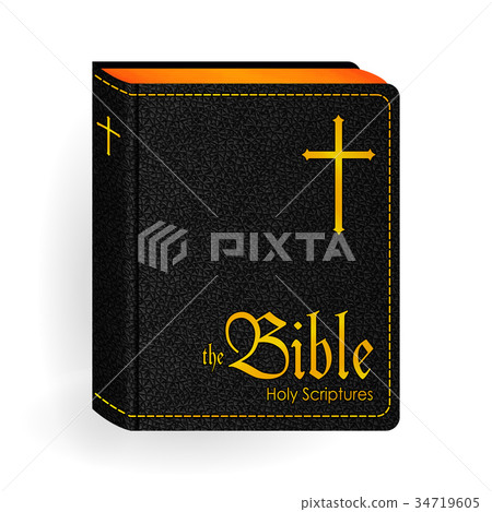Holy Bible. Vector Vintage Leather Black Book 34719605