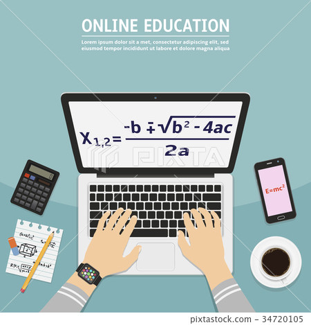 Flat design modern concept of online education Flat design modern concept of online education 34720105