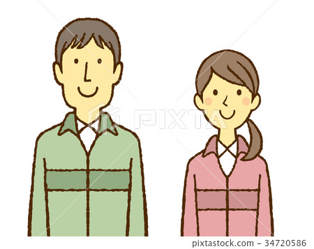 年輕人和工作服的婦女 年輕人和工作服的婦女 34720586