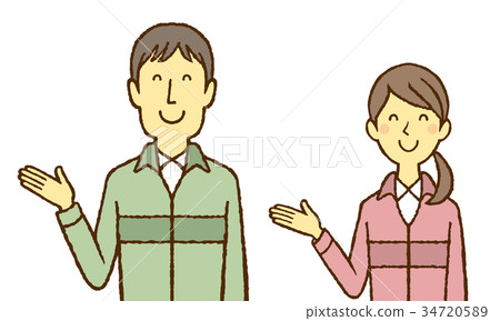 Young men and women in work clothes 34720589