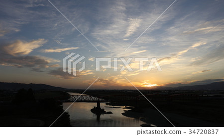 [鳥瞰圖]築後川築後川橋（俗稱渡野橋橋）連接大通荒木和久留米市的築後川橋 34720837