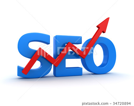 Seo Text with Red Arrow 34720894