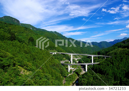 Mountain-and-valley and Loop Bridge Oku Chichibu View from Lightning Dam Rokugi Bridge b-1 Wide Angle 34721233