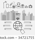 Shopping online icon and hitech 3D button, Vector  34721755