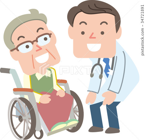 輪椅的醫生和男性患者 34721891