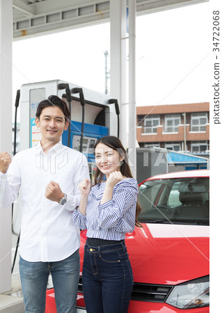 Gas station refueling self person drive car rental 34722068