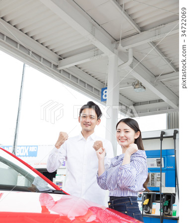 Gas station refueling self person drive car rental Gas station refueling self person drive car rental 34722069