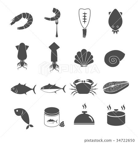 seafood icons set vector 34722650