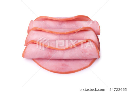 Sliced smoked ham isolated on white background Sliced smoked ham isolated on white background 34722665