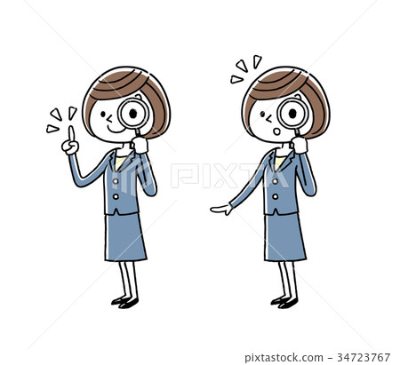 Business: young woman, magnifying glass, examine 34723767