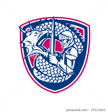 Dragon and Knight Fighting Crest Dragon and Knight Fighting Crest 34723802