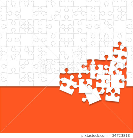 Some White Puzzles Pieces Orange - Vector Jigsaw Some White Puzzles Pieces Orange - Vector Jigsaw 34723818