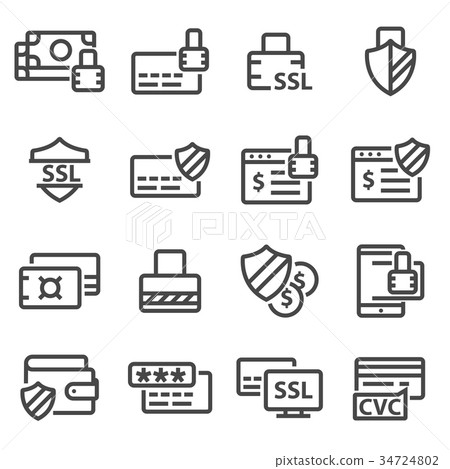 Secure payment line icons. - Stock Illustration [34724802] - PIXTA