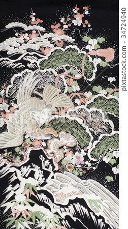 日式圖案真絲麵料染色舊佈日式日式 34724940