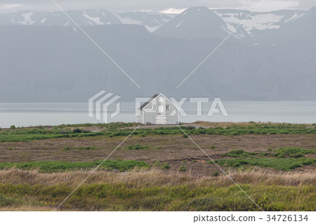 Siding House at coastline in East Iceland 34726134