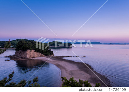 小豆島充滿天使之路日落的潮汐 34726409