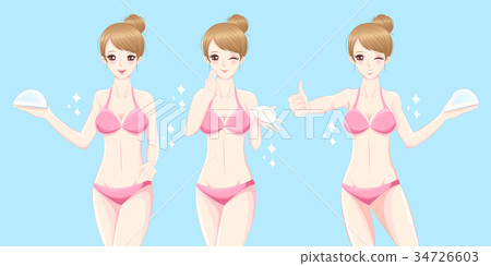 woman take silicone breast implant 34726603
