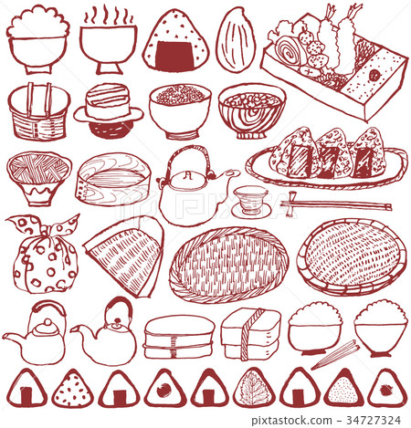 Lunch box rice ball Japanese food 34727324