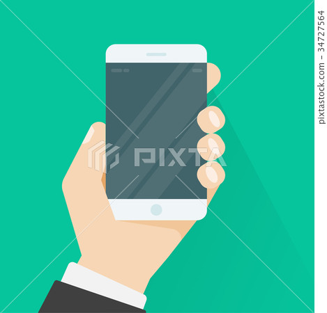 Hand holding smartphone or mobile phone vector Hand holding smartphone or mobile phone vector 34727564