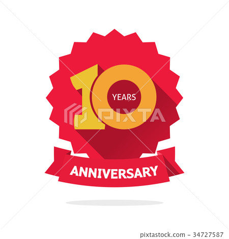 Ten year anniversary vector label, 10 years 34727587