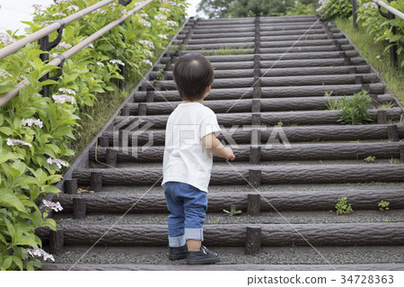 Kid sale climbing stairs