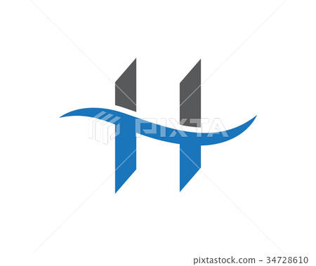 H Letter Water wave Logo Template 34728610