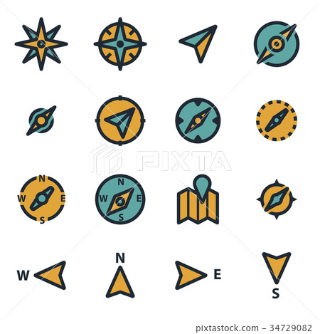 Vector flat compass icons set 34729082