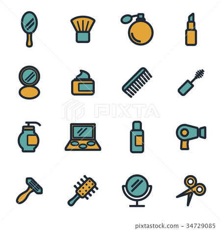 Vector flat cosmetics icons set 34729085