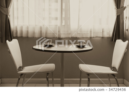 two cup of coffee on table vintage color tone 34729436