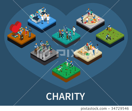 Volunteer and Charity Isometric Set - Stock Illustration [34729546] - PIXTA