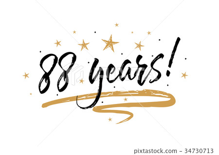 88 years card. Beautiful banner greeting scratched 88 years card. Beautiful banner greeting scratched 34730713