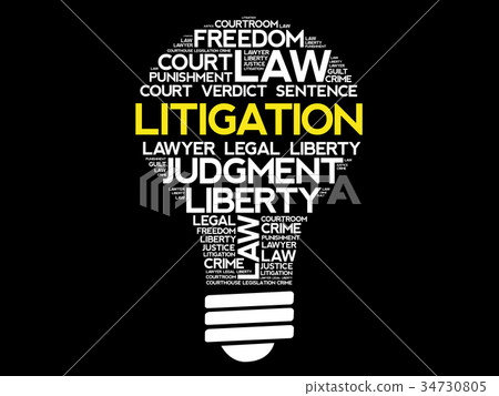 Litigation bulb word cloud Litigation bulb word cloud 34730805
