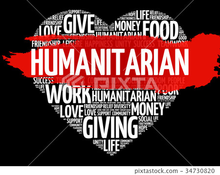 Humanitarian heart word cloud collage Humanitarian heart word cloud collage 34730820