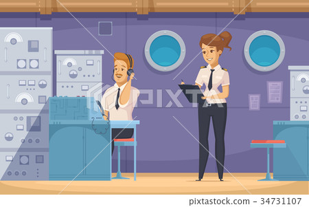 Ship Crew Cartoon Characters Banner 34731107