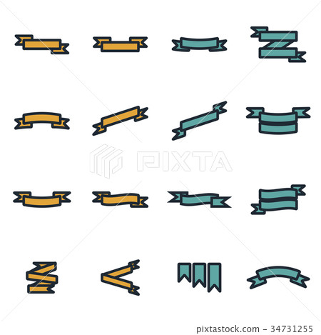 Vector flat ribbon icons set - Stock Illustration [34731255] - PIXTA