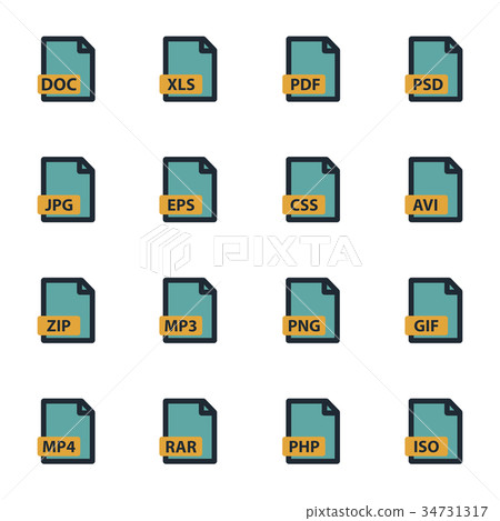 Vector flat file type icons set - Stock Illustration [34731317] - PIXTA