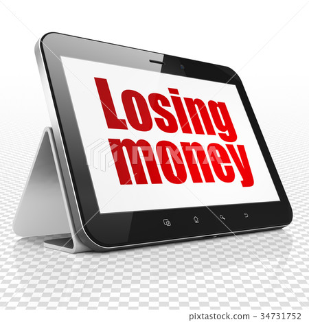 Money concept: Tablet Computer with Losing Money Money concept: Tablet Computer with Losing Money 34731752