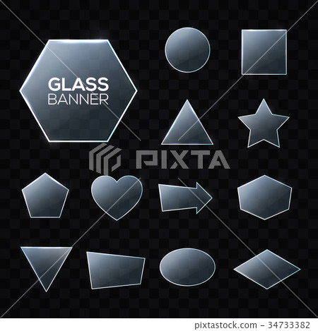 Glass plates set. Triangle, square, rectangle 34733382