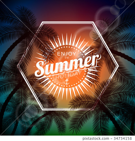 Vector Say Hello Summer typographic illustration 34734158