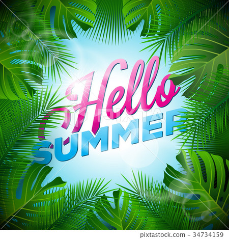 Vector Hello Summer Holiday illustration 34734159