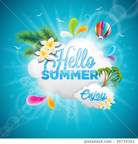 Vector Hello Summer Holiday illustration 34734161