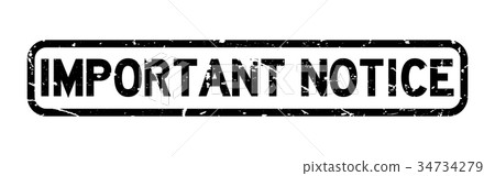 Grunge black important notice square rubber stamp 34734279